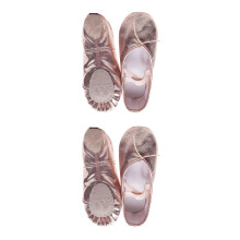 2Pcs Pink PU Girls Dance Shoes Elastic Band Non-Slip Sneakers