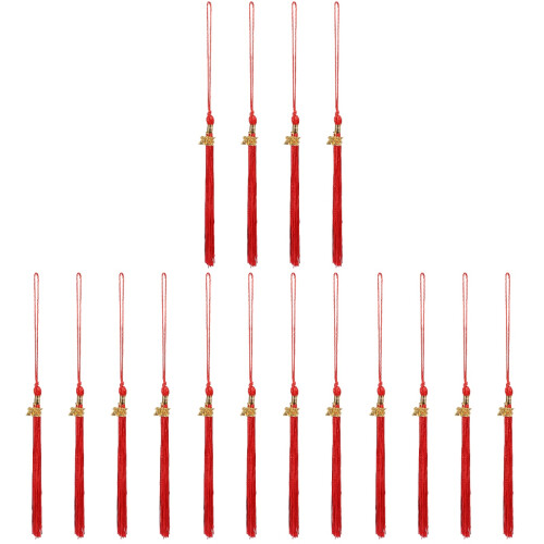 16Pcs Red Graduation Hat Accessories Polyester Tassels for Celebration
