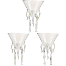 3Pcs Assorted Color Glass Cocktail Goblets Reusable Wine Cups