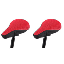 2Pcs Red Breathable Honeycomb Bike Saddle Covers Elastic Fit Cushion