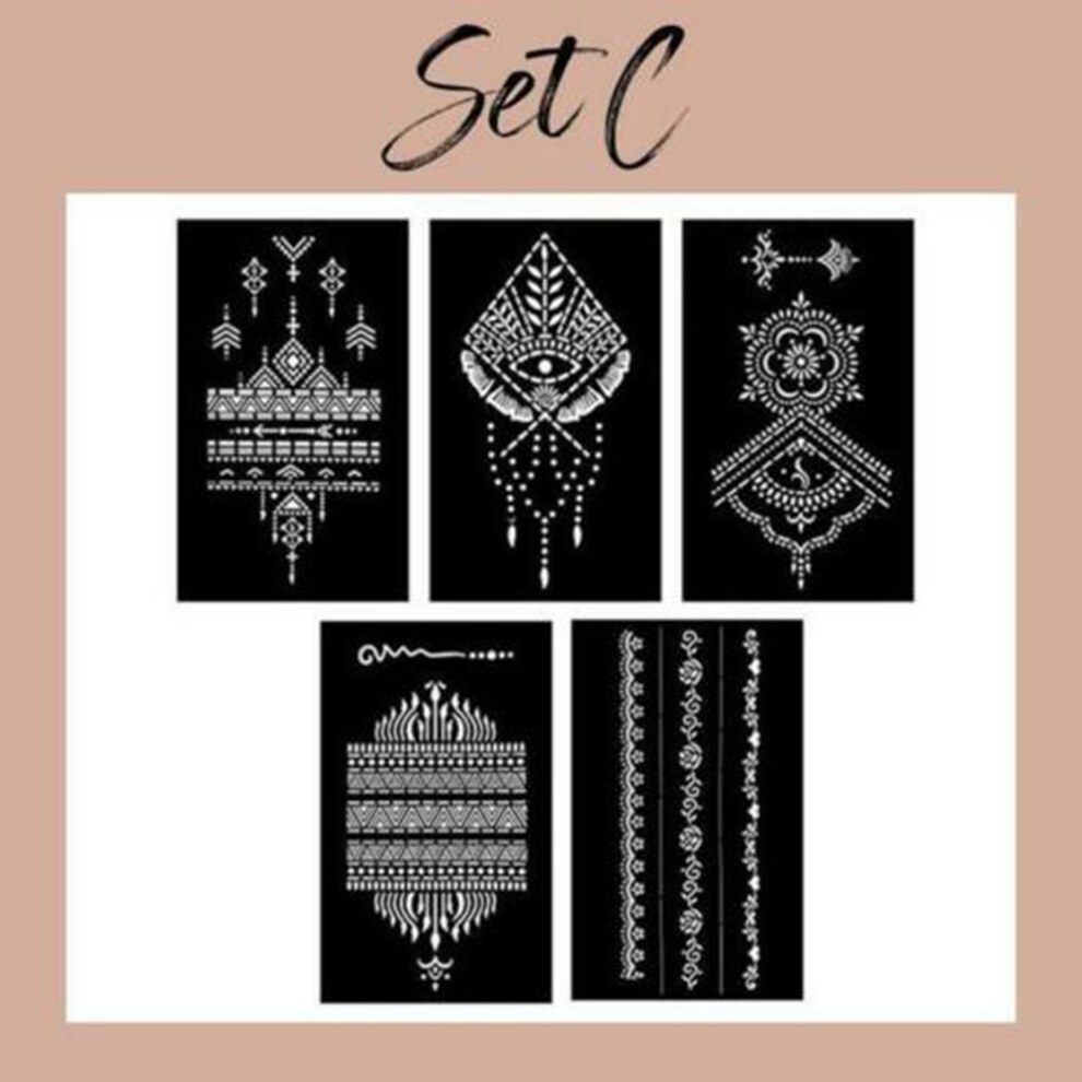 Dachuang Beauty (C) 5Pcs Henna Tattoo Stencils Set, Body Art Templates