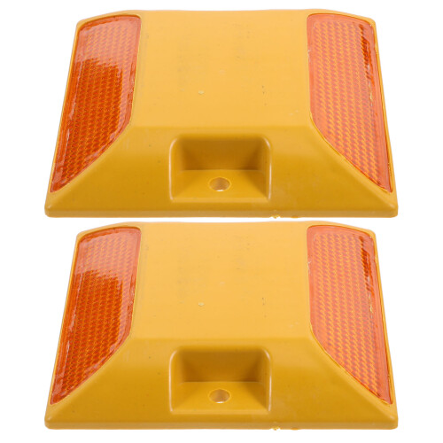 10Pcs Reflective Roadside Studs Yellow Plastic for Driveway & Sidewalk 2