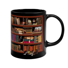 Tasse de BibliothèQue 3D, Tasse de BibliothèQue, éTagèRe de BibliothèQue, Conception de Chat, Tasse de Livre, Tasse Club Lecture, Tasse à Café