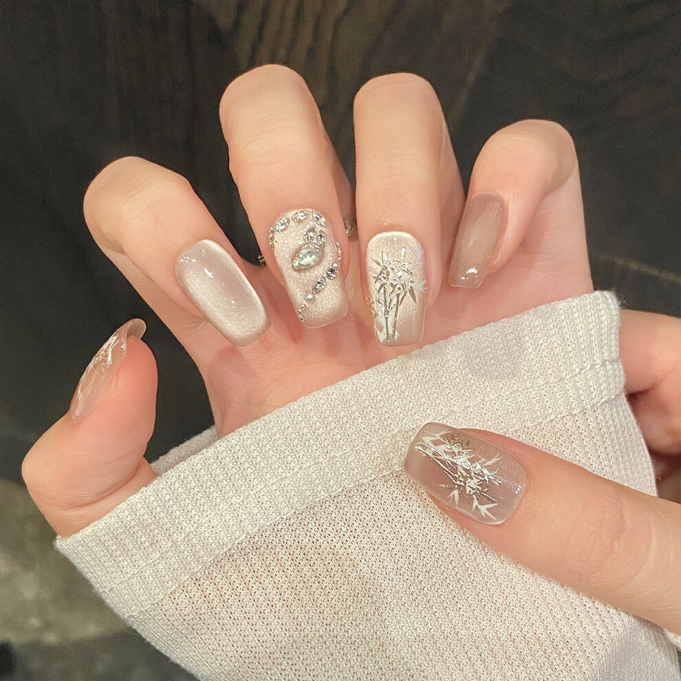 Phui-Pet-Supplies (Xs) Cat-Eye Press-On Nails With Rhinestones