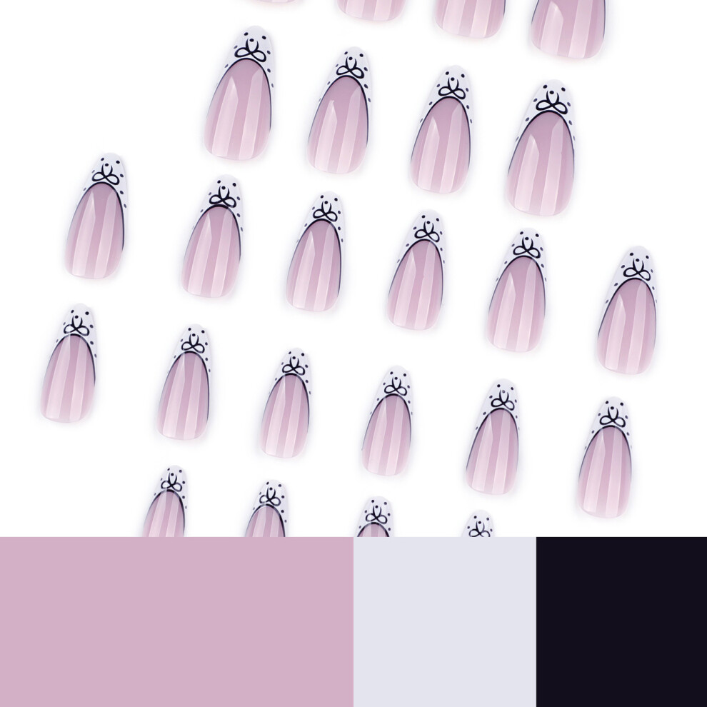 Dachuang Beauty Pink,White French Tip False Nails - Pink & White, Unbreakable