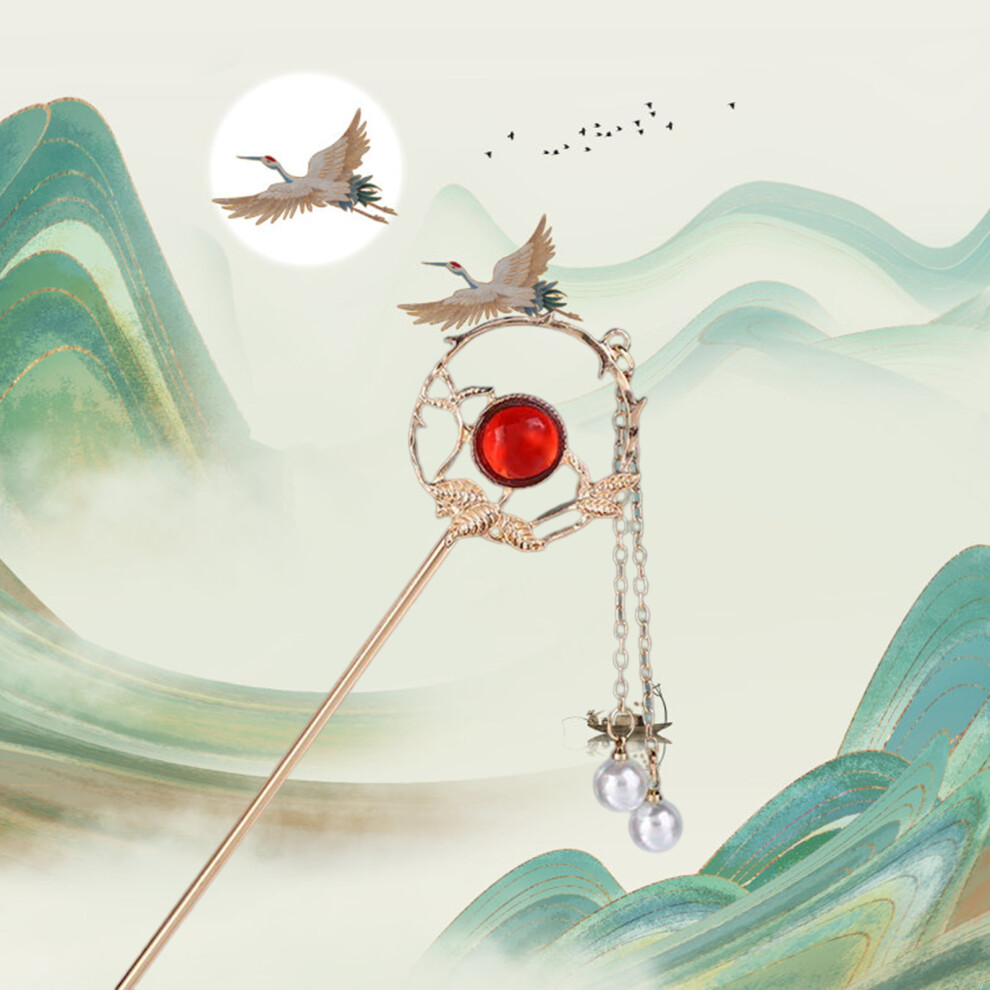 Dachuang Beauty Red (, Magic Stick Forest) Chinese Flower Hairpin For Thick Hair