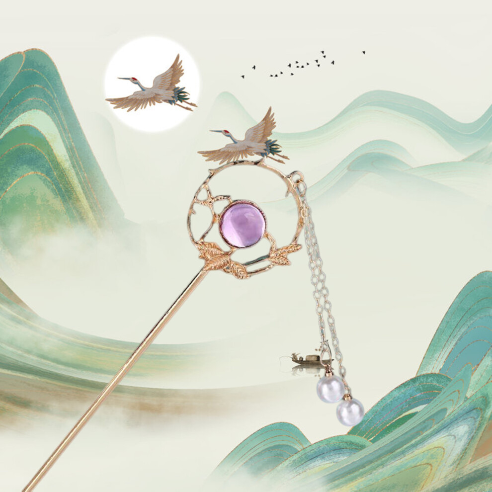 Dachuang Beauty Purple (, Magic Stick Forest) Chinese Flower Hairpin For Thick Hair