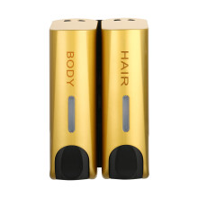 (Gold, Double Head) Wall-Mounted 2-Chamber Soap Dispenser for Bathroom & Kitchen