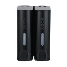 (Black, Double Head) Wall-Mounted 2-Chamber Soap Dispenser for Bathroom & Kitchen
