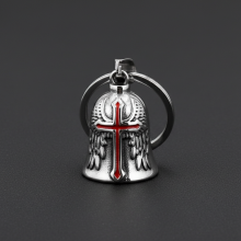 (Red) Vintage Cross Bell Keychain - Zinc Alloy Retro Pendant