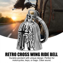 (black) Vintage Cross Bell Keychain - Zinc Alloy Retro Pendant
