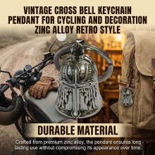 (white) Vintage Cross Bell Keychain - Zinc Alloy Retro Pendant