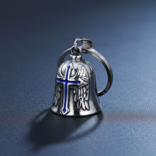 (Blue) Vintage Cross Bell Keychain - Zinc Alloy Retro Pendant