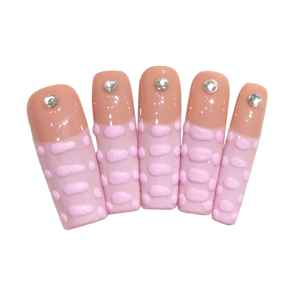 Dachuang Beauty Pink (M) Tip Long Fake Nails, Waterproof & Safe