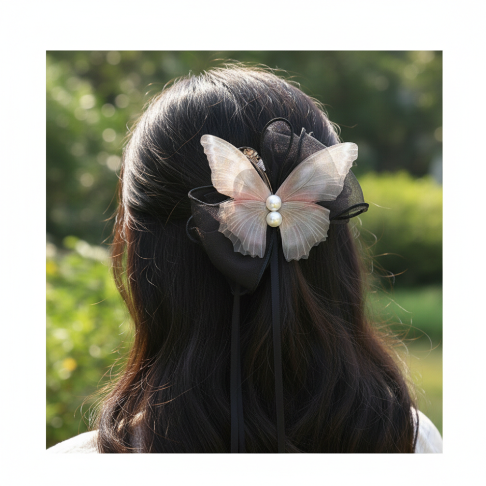 Dachuang Beauty (Black) Hanfu Hair Clip Bowknot Ribbon Accessory