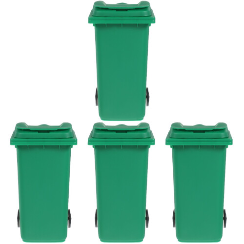 8Pcs Compact Green Trash Can Multi-Functional PP Tabletop Waste Bin