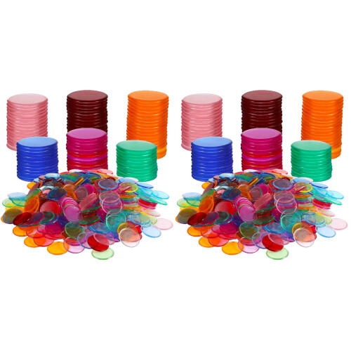 1000Pcs Clear Round Chips Plastic Game Markers Reusable Colorful