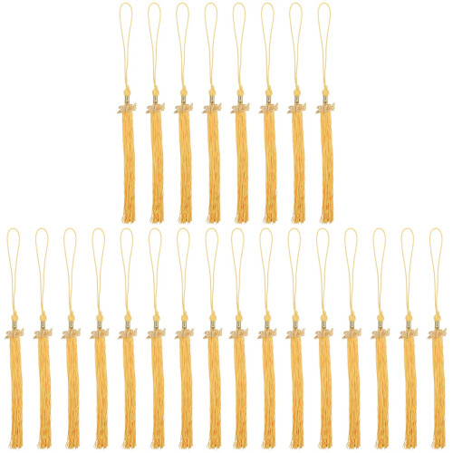 24Pcs Polyester Graduation Tassels Gold Decorative Cap Accessories