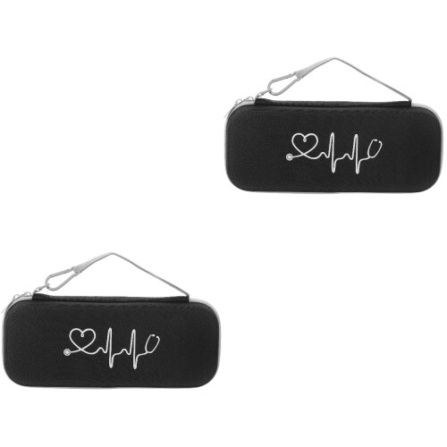 2Pcs Hardshell Black Stethoscope Case Portable Carry Bag for Nurses 2