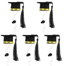 5Pcs Lightweight Felt Pet Hats Yellow Graduation Caps for Hamsters