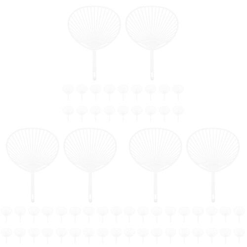 60Pcs DIY White Plastic Fan Frame for Chinese Style Handheld Fans