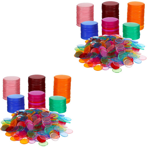 1000Pcs Clear Round Chips Plastic Game Markers Reusable Colorful 1
