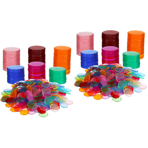 1000Pcs Clear Round Chips Plastic Game Markers Reusable Colorful 2