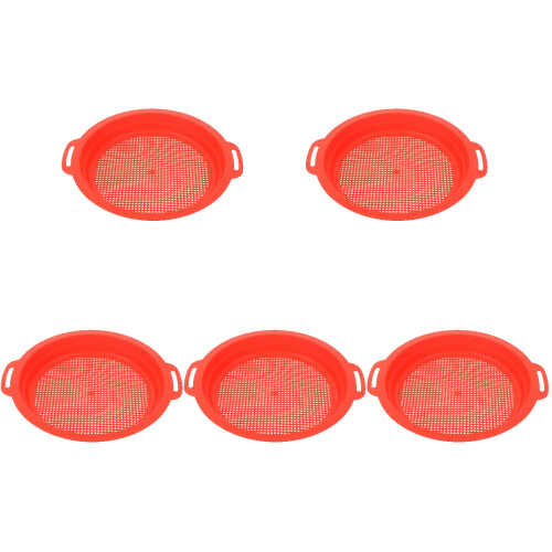 5Pcs Portable Red Plastic Sand Sieves Interactive Beach Toy for Kids