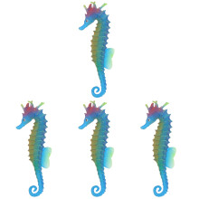 4Pcs Durable Blue Plastic Seahorse Ornament for Aquarium Decor