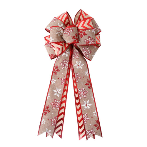 Double Layer Linen Bow for Xmas Tree Decorations, Khaki, 54x25.5cm 1