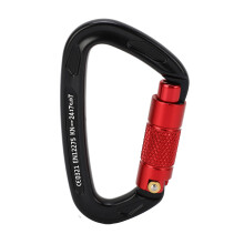 Keylock Nose Carabiner Single Hand Operation Auto Locking Twist Lock Climbing Carabiner CE UIAA Certified Heavy Duty Carabiner Offset D Shape