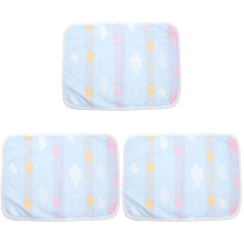 3Pcs Blue Washable Baby Bed Pads Soft Cotton Fiber for Kids
