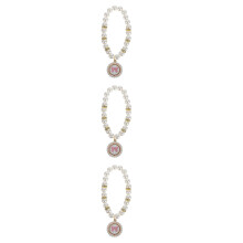 3Pcs Pink ABS Dog Collar Elegant Pet Necklace for Girls Medium Dogs