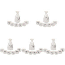 5Pcs Pink Ceramic Sake Pot Cup Set for Wine and Liquor Use