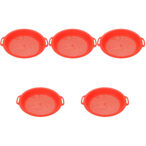 5Pcs Portable Red Plastic Sand Sieves Interactive Beach Toy for Kids 2