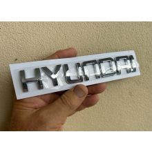 (Silver) HYUNDAI CHROME SCRIPT BADGE Emblem 160 X 32mm *NEW factory Second*