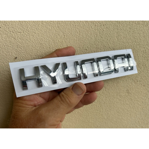 (Silver) HYUNDAI CHROME SCRIPT BADGE Emblem 160 X 32mm *NEW factory Second*