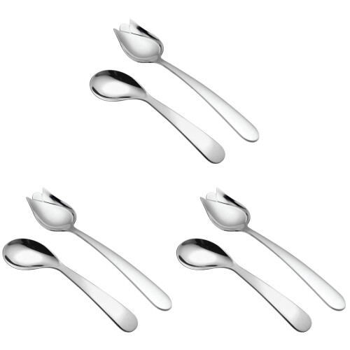6Pcs Practical Angled Spoon Tableware Stainless Steel for Kitchen Use