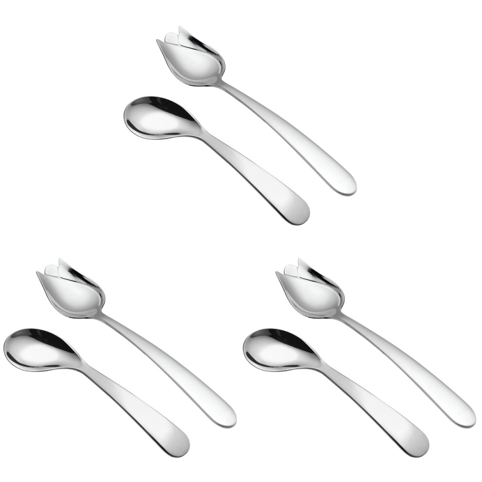 Totority 6Pcs Practical Angled Spoon Tableware Stainless Steel For Kitchen Use