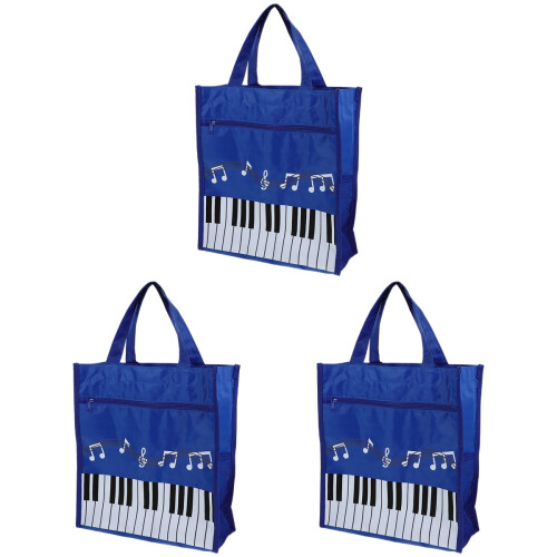 3Pcs Blue Music Bags Large Capacity Storage Bag with Handle