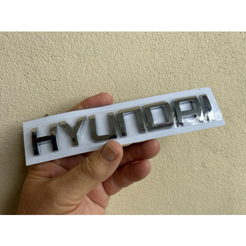 (Silver) HYUNDAI CHROME SCRIPT BADGE Emblem 160 X 32mm *NEW factory Second* 1