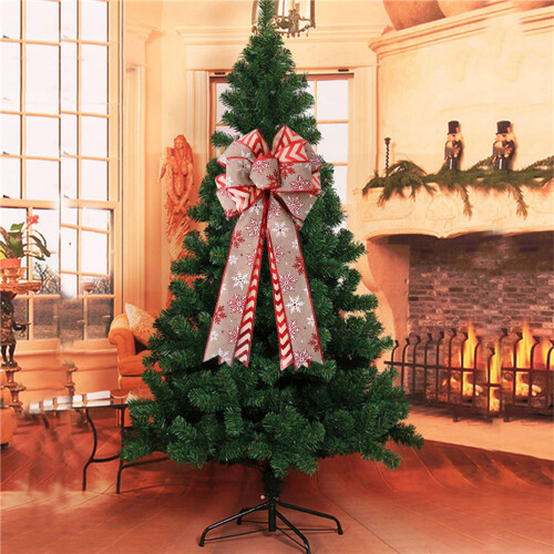 Double Layer Linen Bow for Xmas Tree Decorations, Khaki, 54x25.5cm 2