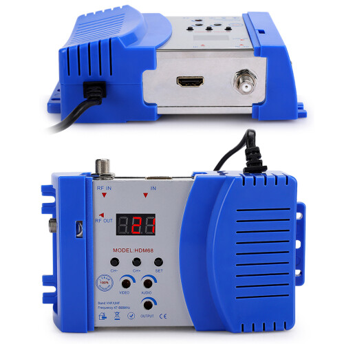 VHF UHF Amplifier Digital RF Modulator Compatible With CATV System, AV RF Converter Adjustable Output Level SDR Demodulator Channel Digital Display 2