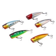 Angelköder 5 Stück Harte Popper-Luren für Fluss und See, Barsch 6,5cm/9g, 5 Farben