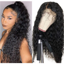 Deep Wave Lace Frontal Wig - Brazilian 24in, 150% Density, Natural Black