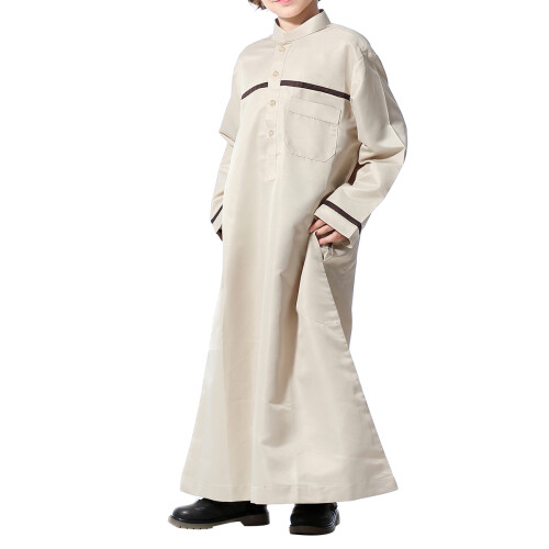 2Pièces Robe Musulmane Beige Longue Longues Style Décontracté 1