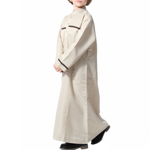 2Pièces Robe Musulmane Beige Longue Longues Style Décontracté 2