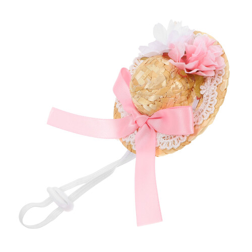 5St Mini Accessoires Voor , Handgemaakte Geweven Hoed Met Bloem 1