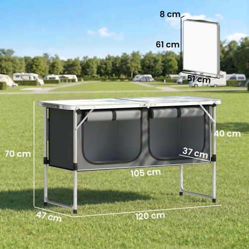 Outsunny Outsunny Camping Cupboards Folding Portable with Storage, Camp Cook Station 2