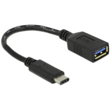 Delock USB-C apa - USB-A anya adapter, 15 cm - fekete